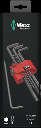 WERA 950 PKL/9 BM N L-key set, metric, BlackLaser 950 PKL BM 1 x 1,5x90; 1 x 2,0x100; 1 x 2,5x112; 1