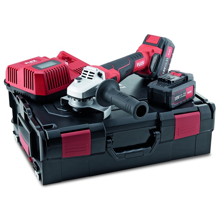 FLEX Komplett Set Batteridriven vinkelslip med broms 18V 125 mm