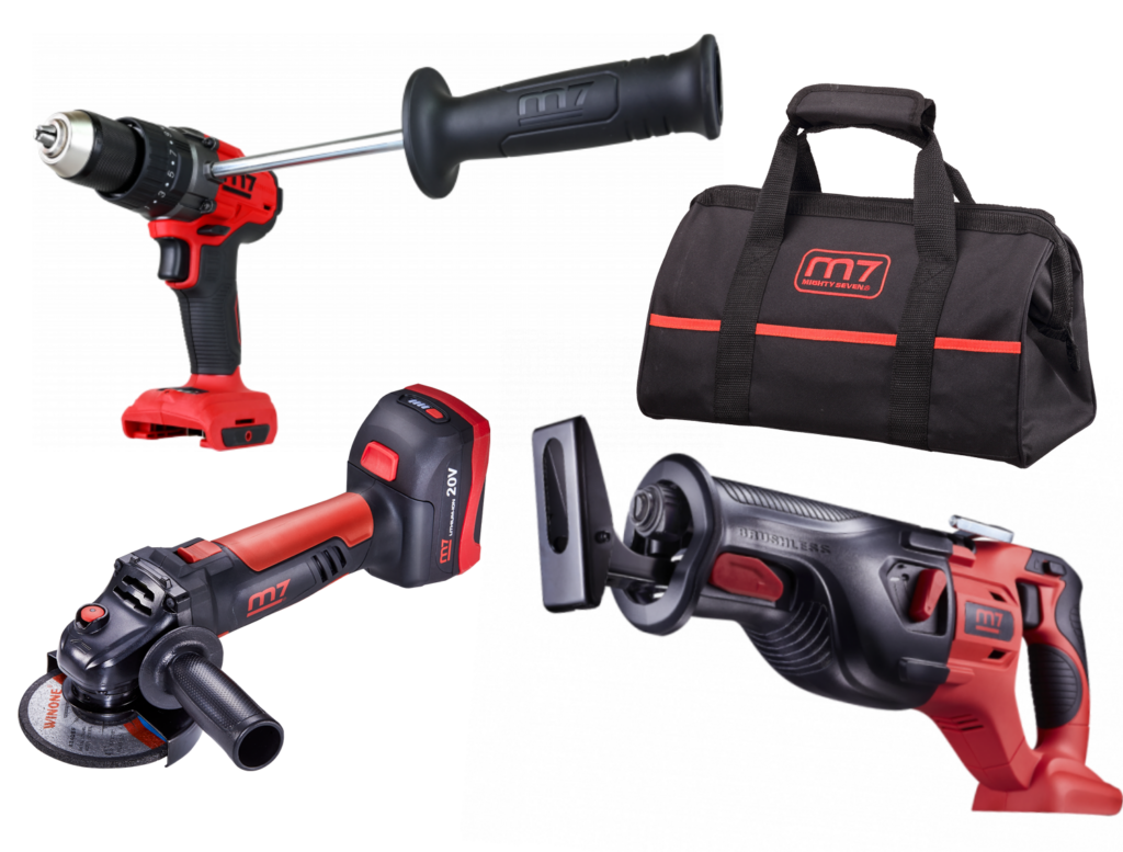 M7 Kampanj Vinkelslip/Slagborrmaskin/Tigersåg/Dubbla batterier/Väska